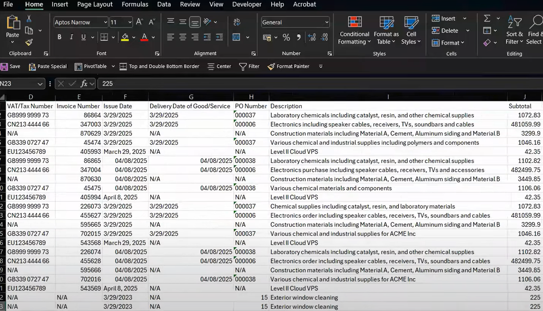 screenshot of Accounts Draft